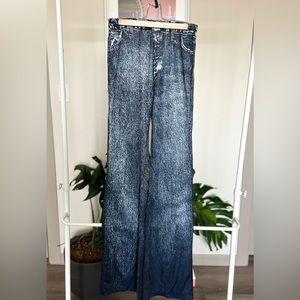 Denim print flare leggings Zara